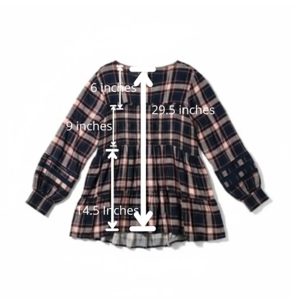 EUC Torrid Babydoll w/ Lace Insert Smocked Tiered Top Blue/Pink Plaid SZ4 ( 26) - Picture 8 of 8